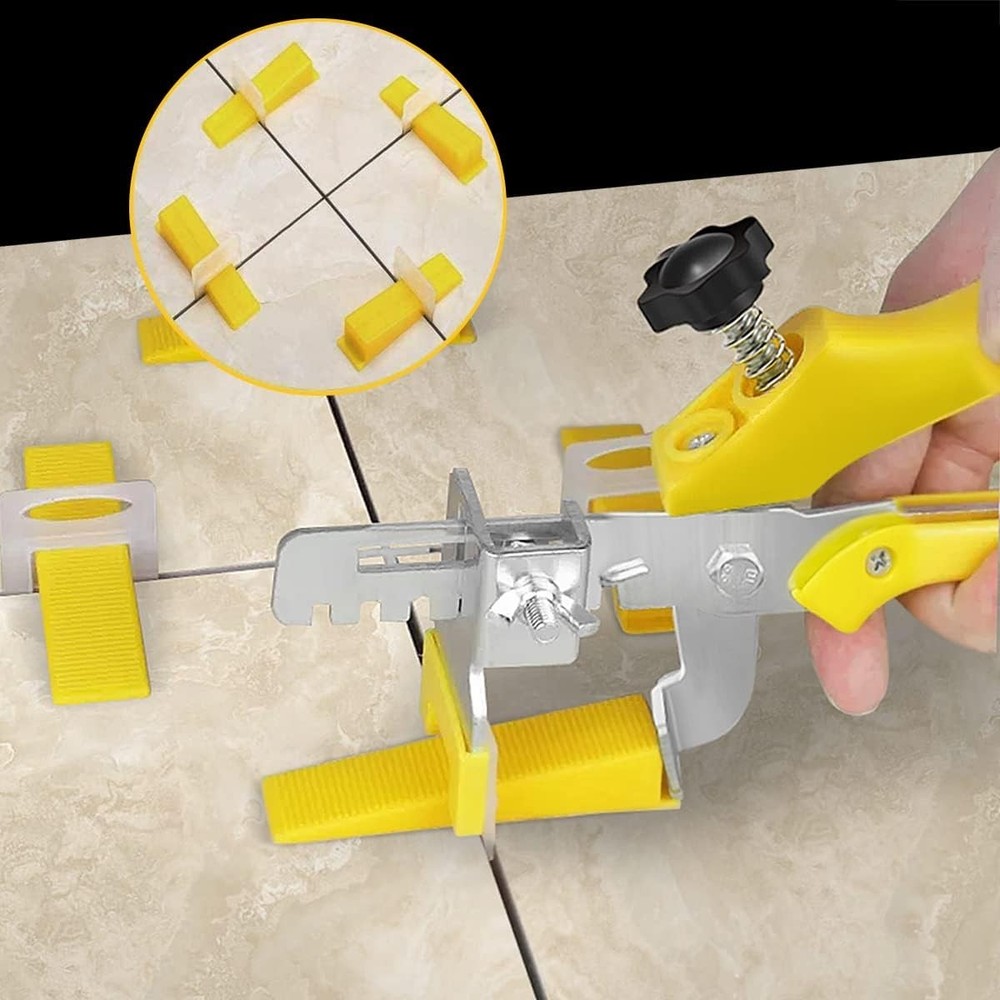 Professional Tile Leveling System - 300 Clips, 100 Wedges & Efficient Tile Plier