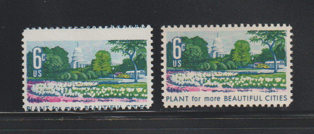 US EFO ERROR Stamps #1365 Cities, Flowers etc.:  Nice Misperf & Normal. MNH