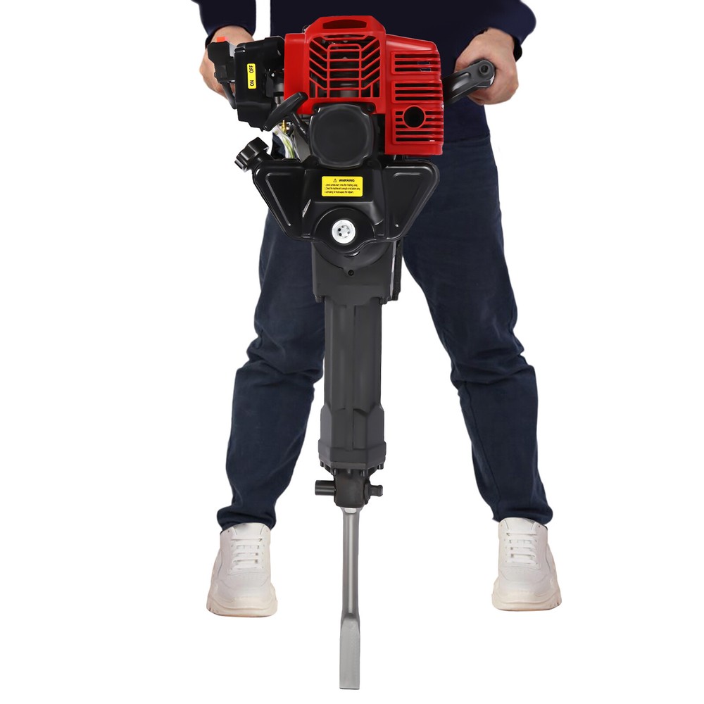 52cc Gasoline Powered Demolition Jack Hammer Concrete Breaker w/ 2 Chisel Bits
