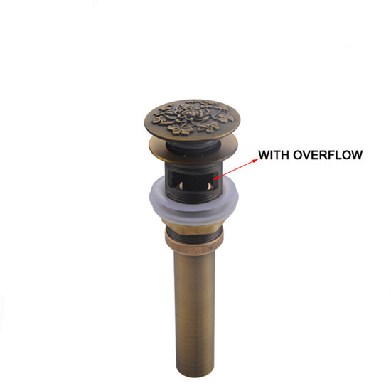 Antique Solid Brass Bathroom Basin Sink Pop Up Drain With Or Without Overflow