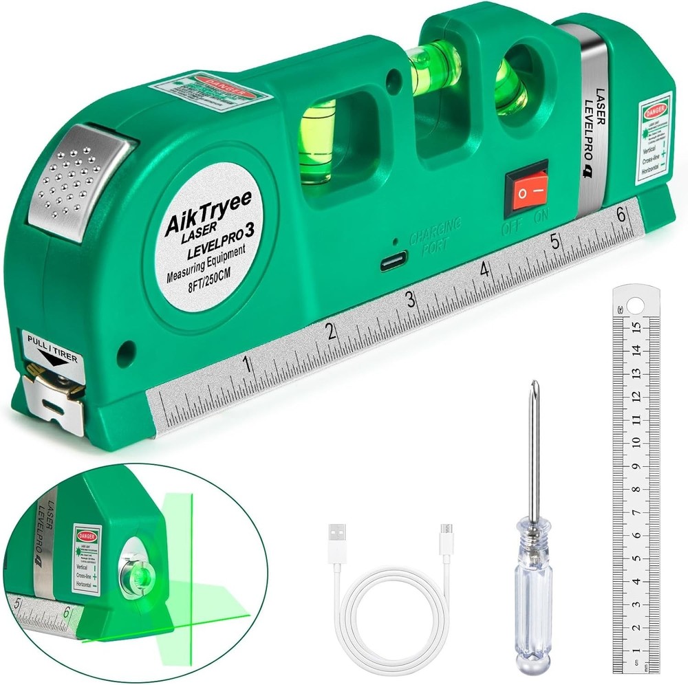 USB Rechargeable Laser Level Tool for Precise Vertical & Horizontal Lines