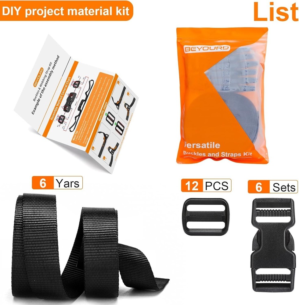 Heavy Duty Nylon Webbing Strap and Buckle Set for DIY Projects