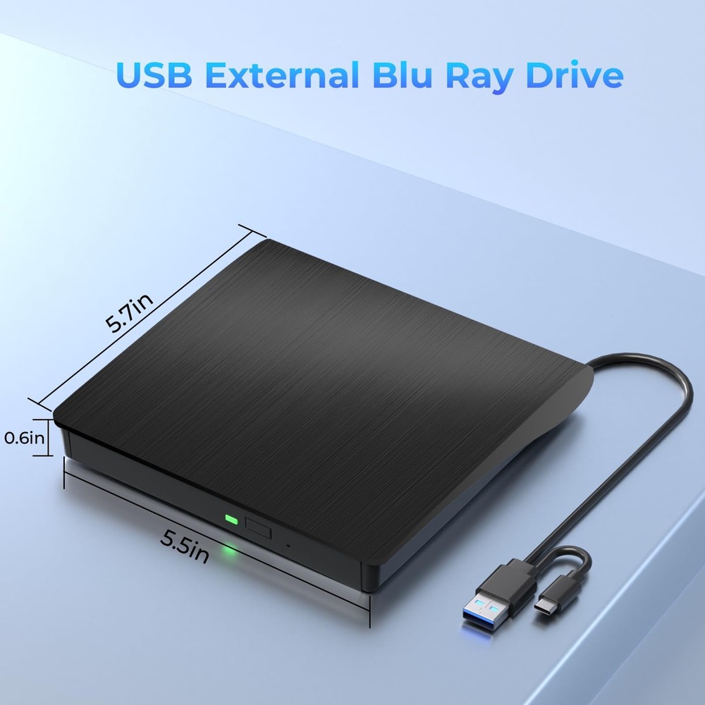 External Blu Ray Drive, Support 50G Disc Read/Write Bluray Drives, Portable...