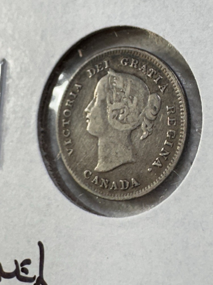 1899 Canada 5 Cents Small Silver Coin Cleaned