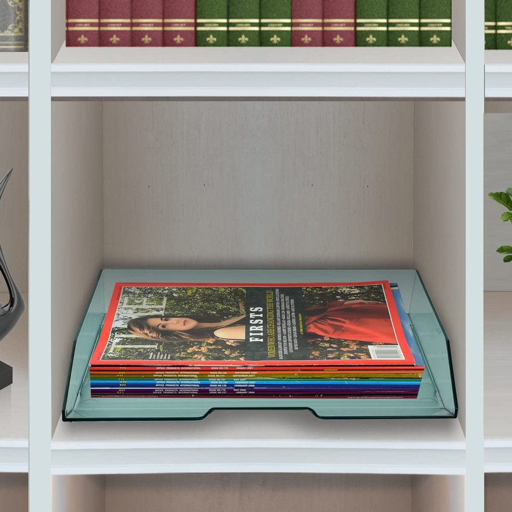 Stackable Letter Tray Single Side Load, Plastic, Desktop File Organizer (Clea...