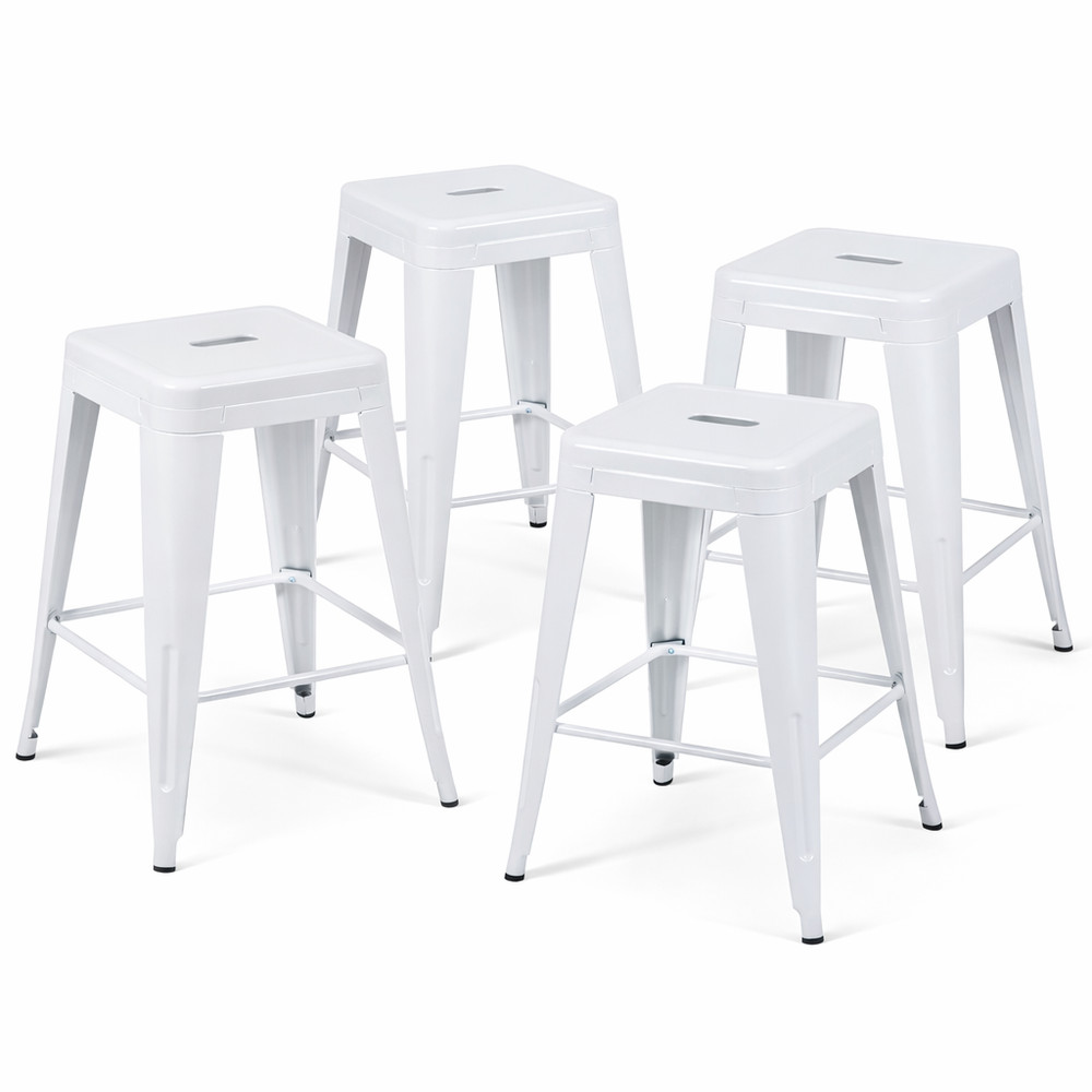 24 Inch Counter Height Stool, Backless Metal Bar Stools Set of 4, Non-Stackabl