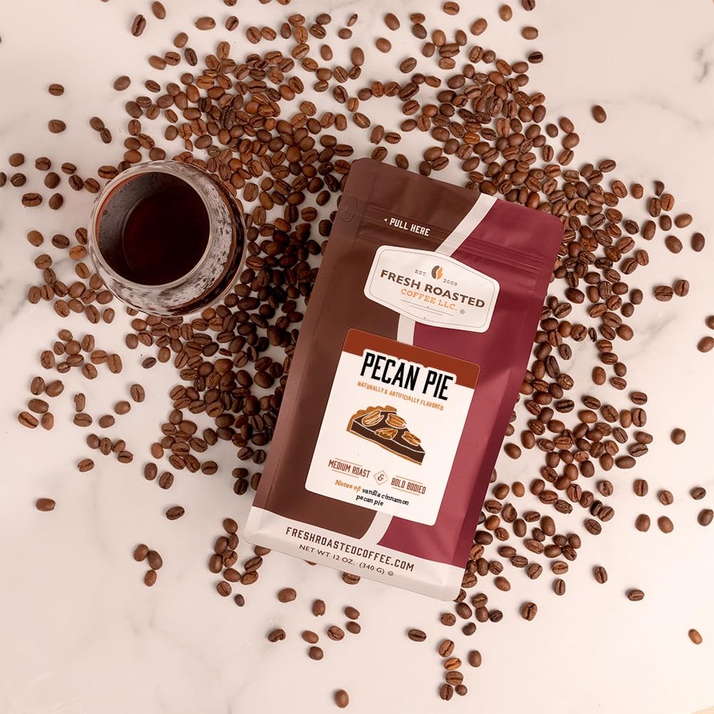 , Pecan Pie Flavored Coffee, 12 oz, Medium Roast, Kosher, Whole Bean