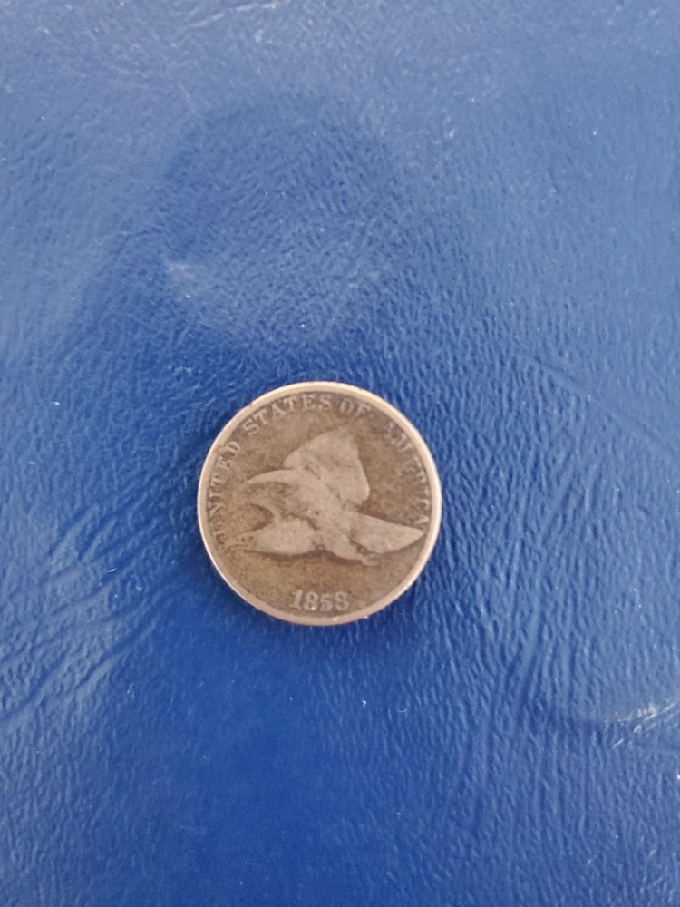 1858 Flying Eagle One Cent Coin with Large Letters Circulated