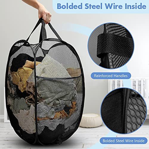 Pop Up Hamper, 1 PCS Mesh Pop Up Laundry Hamper, Premium Pop Up Laundry Black