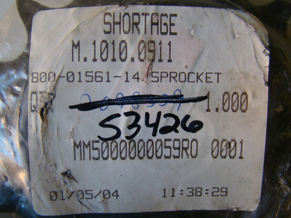 Shortage, 800-01561-14 Sprocket