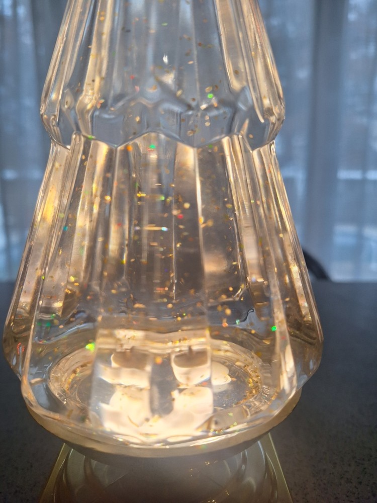 Clear Plastic Christmas Tree Snow Globe Water Lantern Battery Operated