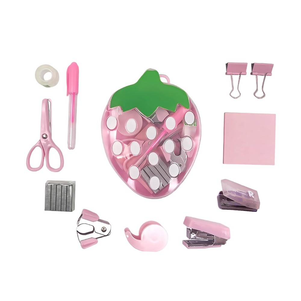 Strawberry Mini Office Supply Kit Mini School Supplies Include Mini Stapler, ...