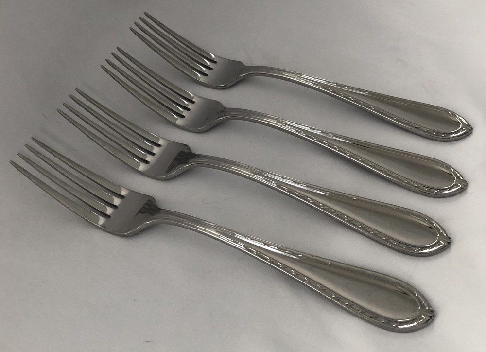 WATERFORD - POWERSCOURT - STAINLESS - 4 DINNER FORKS - FLATWARE - SILVERWARE