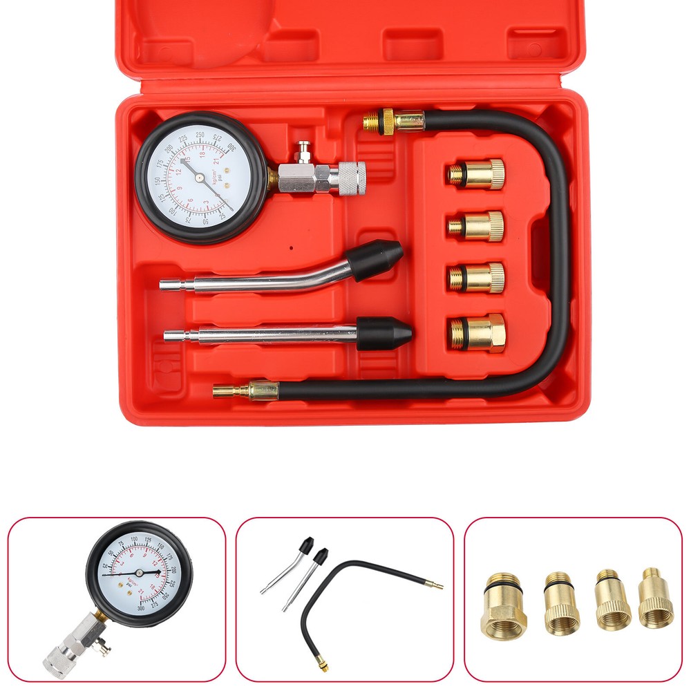 Small Engine Cylinder Compression Gauge Tester Kit Gas Diagnostic Tester Set