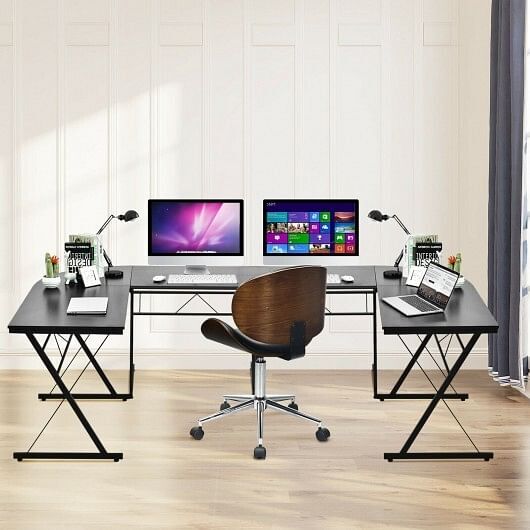 59 Inches L-Shaped Corner Desk Computer Table for Home Office Study Workstation-