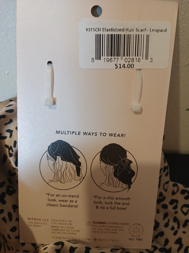 NWT Kitsch Elasticized Hair Scarf Leopard Headband
