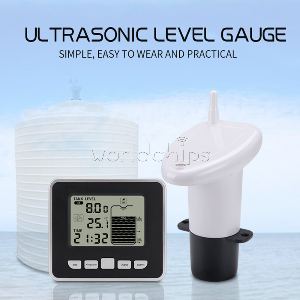 Ultrasonic Water Tank Liquid Level Meter With Temperature Sensor Time Display