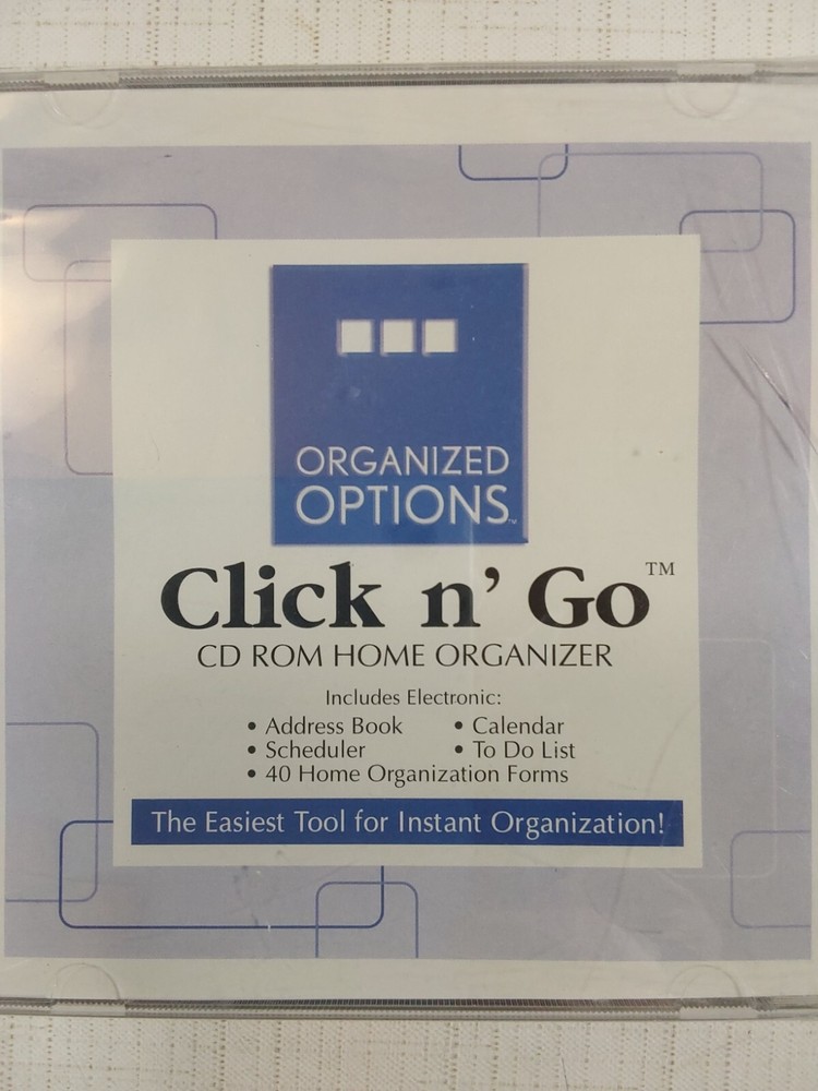 Organized Options Click n’ Go CD ROM Home Organizer CD
