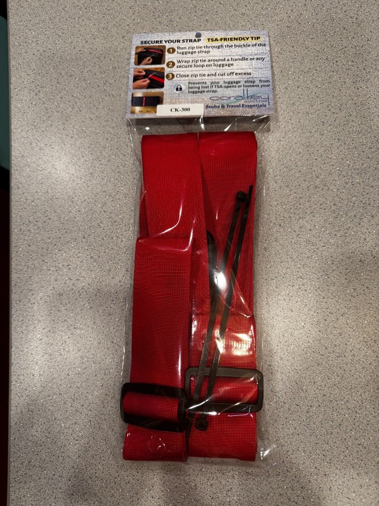 Coral Key Scuba Luggage Strap 2 Pack with TSA Security