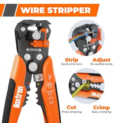 Wire Stripper and Crimping Tool, AWG 24-10 Self-Adjusting Stripper Tool with