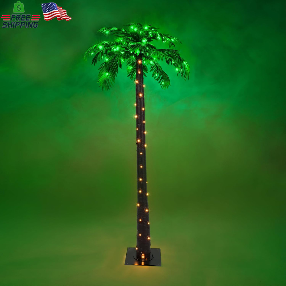 5 Ft Artificial Palm Tree with 104 LED Lights - Lighted Tree Decor for Home, Par