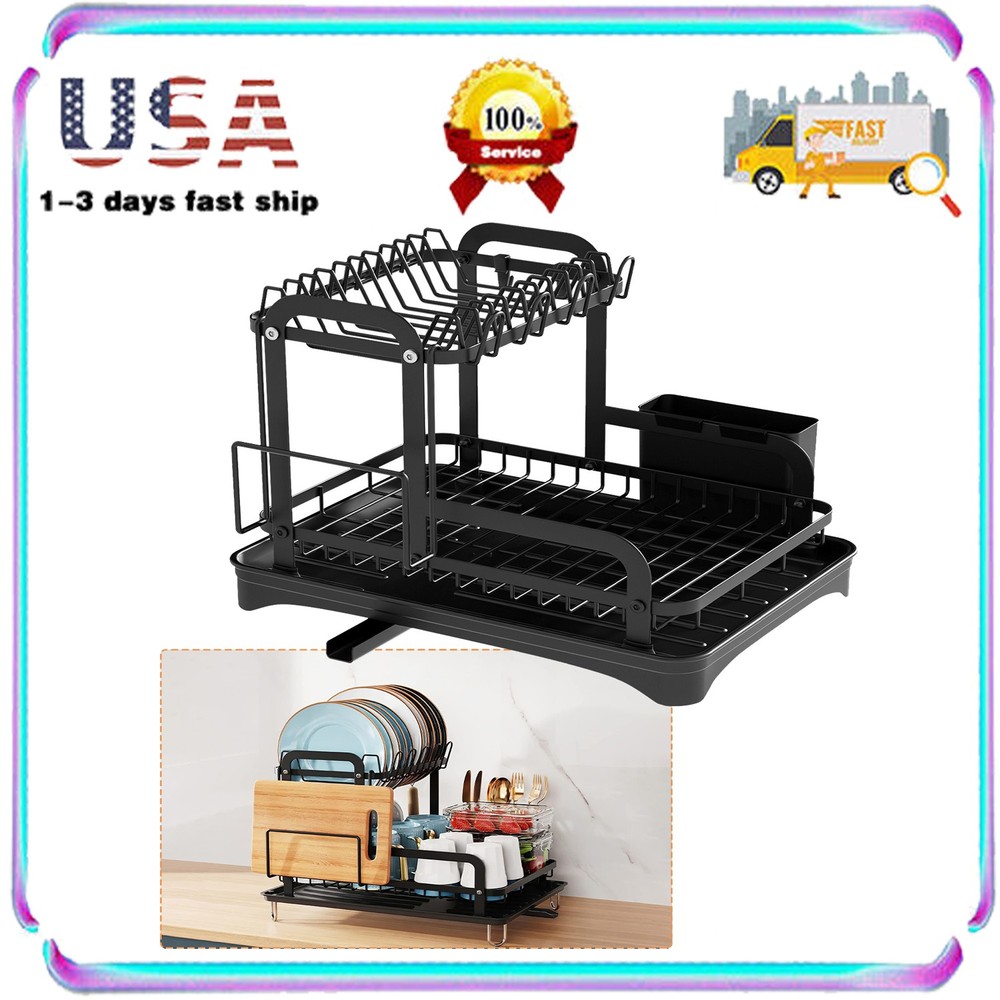 Dish Drying Rack -2 Tier Large Capacity Dish Rack-Dish Racks for Kitchen Counter