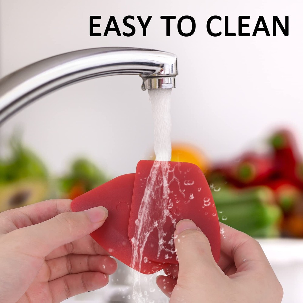 Azureblue Pan Scraper Dish Food Tool Plastic 3"x 2.3", Red