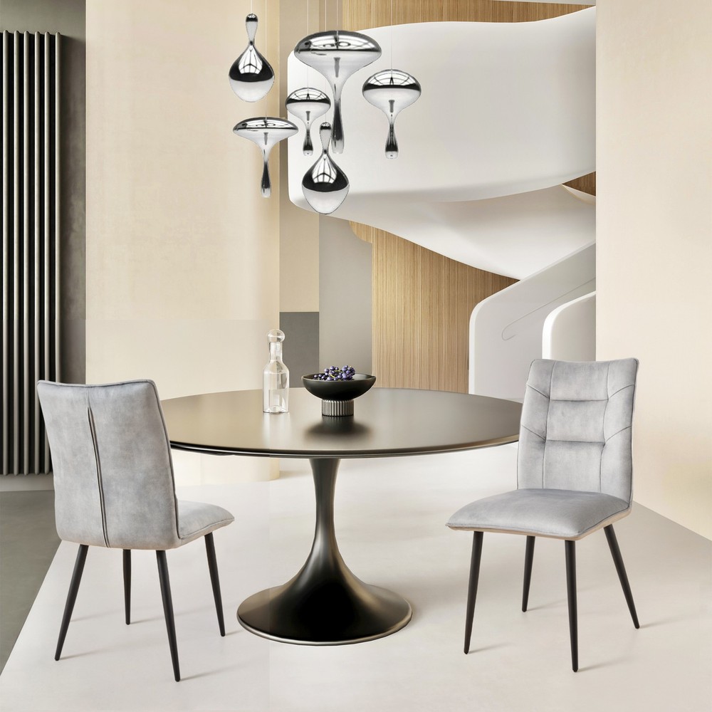 Modern Velvet Dining Chairs 2-Piece Set-Soft Cushioned Seats with Iron Frames