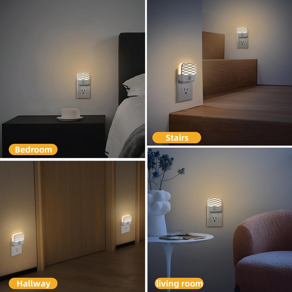 3 Pack Night Lights Plug into Wall,Motion Sensor Nightlights Indoor with Warm...