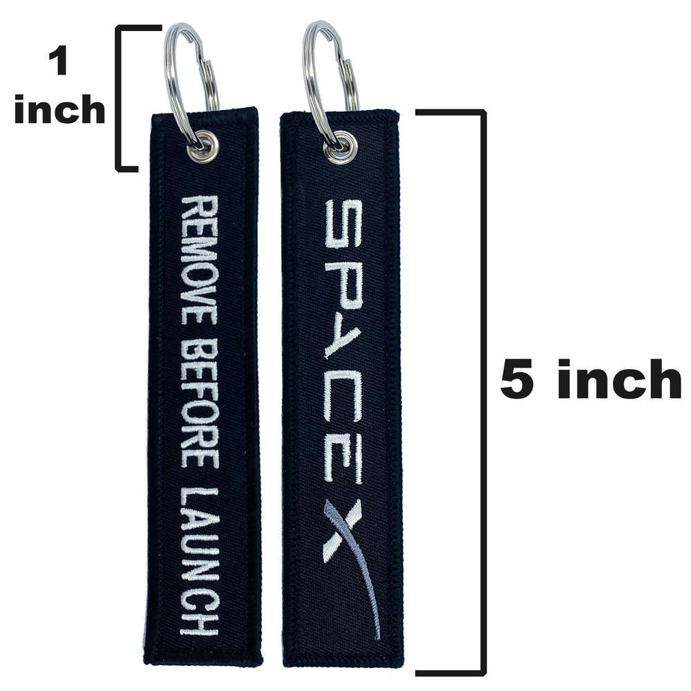 BLACK SpaceX REMOVE BEFORE LAUNCH Luggage Tag zipper pull keychain Space X CL4-0