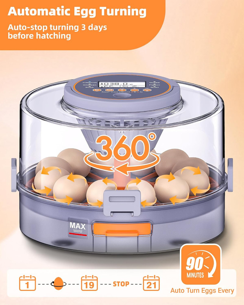 Incubators for Hatching Eggs, 12 Chicken Incubator with Automatic Egg Turning an