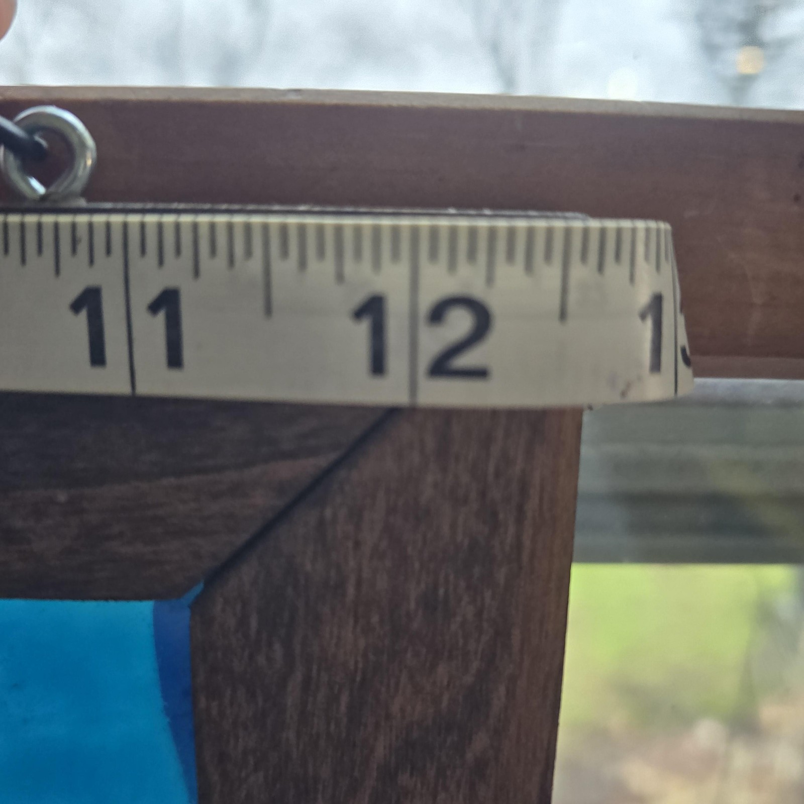 USAF Air Force Stained Glass Hanging Window Panel Wood Frame Blue Black Decor