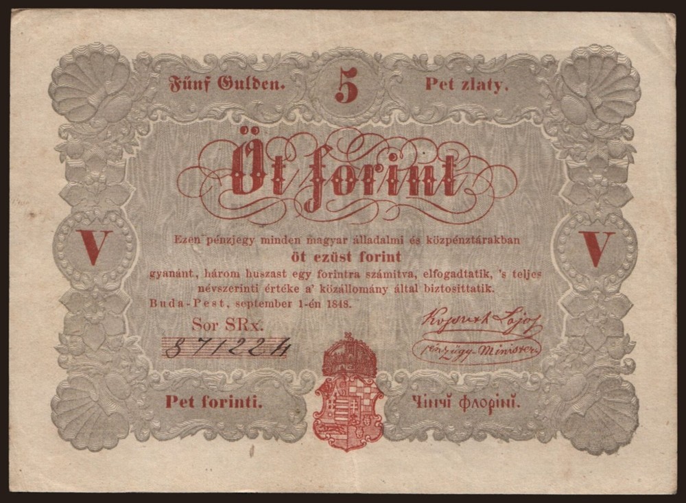 Hungary - 1848 - 5 Forint - "EF-" #CO7214