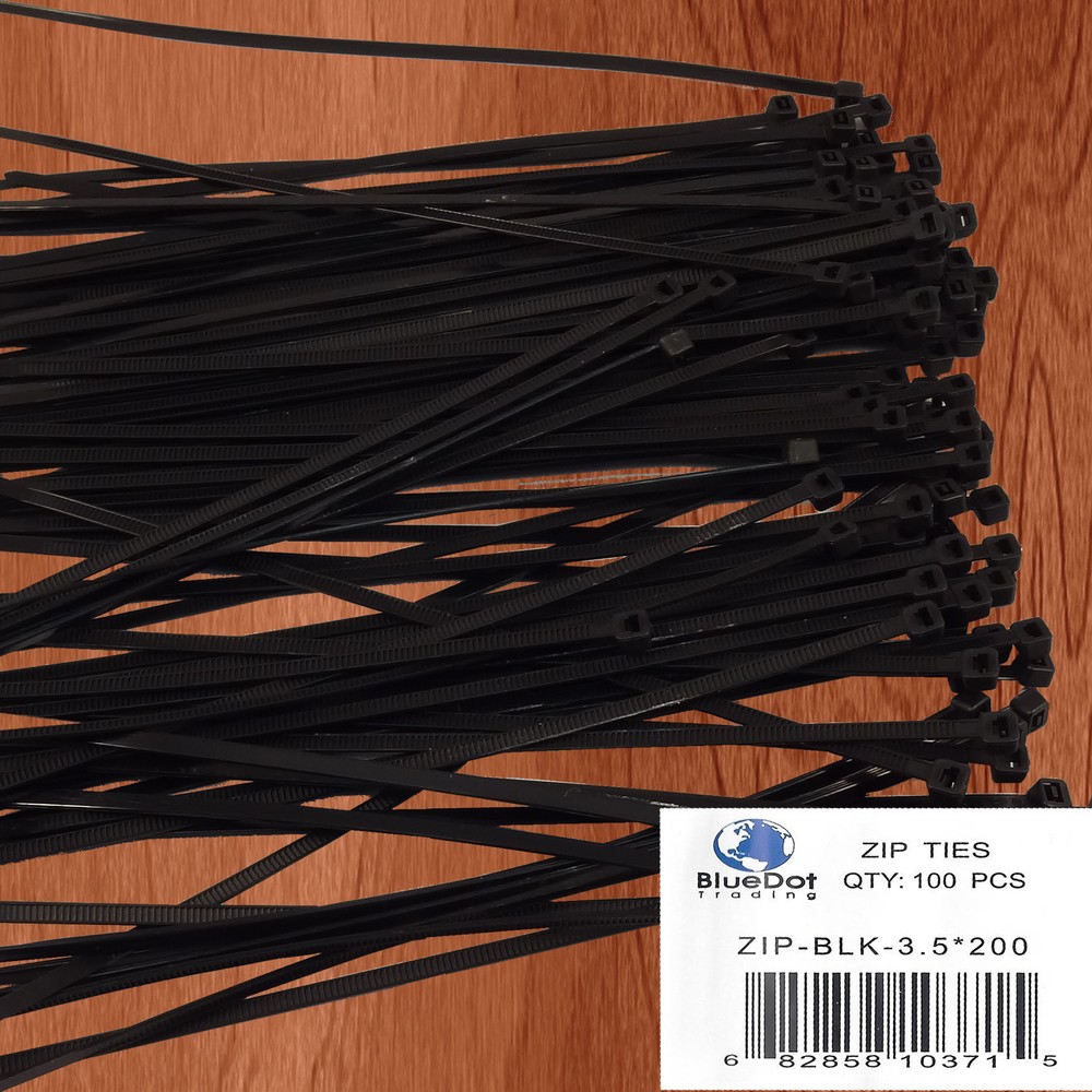 100 Pack PCS 8" inch Network Cable Cord Wire BLACK Tie Strap 40 Lbs Zip Nylon