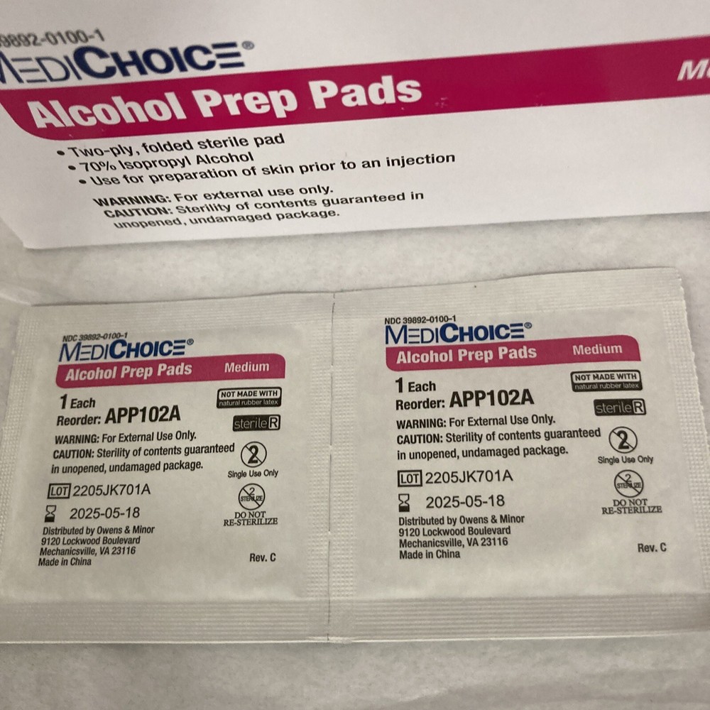 MediChoice Alcohol Prep Pad, Medium - 200 Count - 1 box, - Exp 05/25