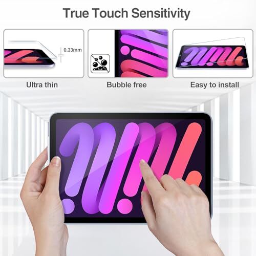 2 Pack Screen Protector for iPad Mini 6th Generation + 2 Pack Camera Purple