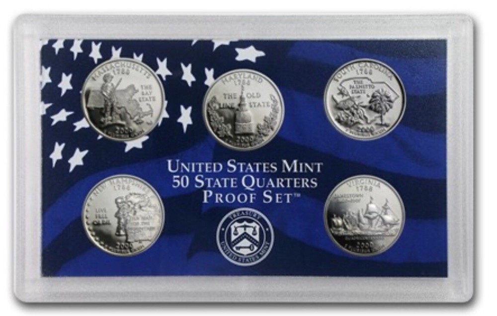 2000 State Quarter Clad Proof Set U.S. Mint Packaging OGP COA