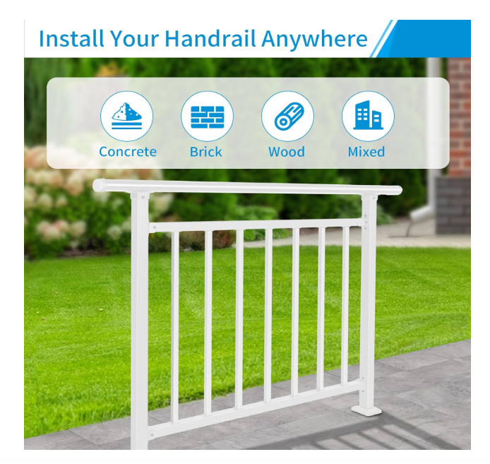 Horizontal Flat Railing with Installation Kit (40"h, 48"w); White Wrought Iron