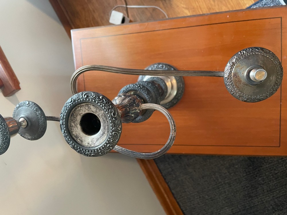 Antique Sheridan Silver Two Candlestick Candelabras