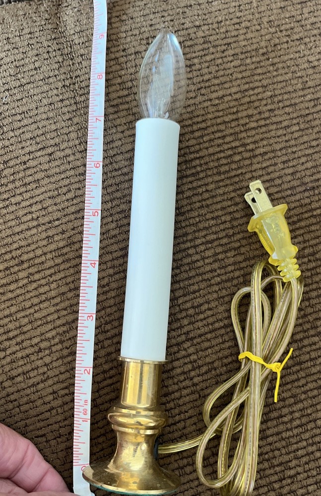 Holiday Time Sensor Candle Lamp Solid Brass Automatic Sensor Light Plug In NIP