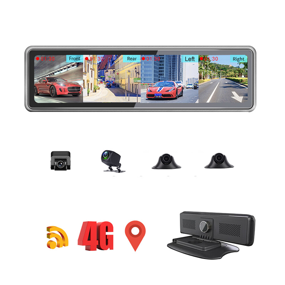 4 cameras recording Android 8.1 mirror dash camera video recorder dashboard DVR