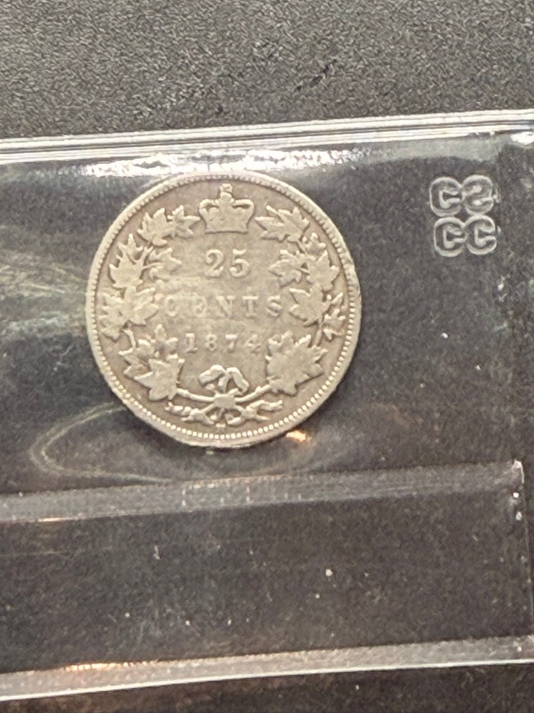 1874H Canada 25 cent CCCS Graded G-6
