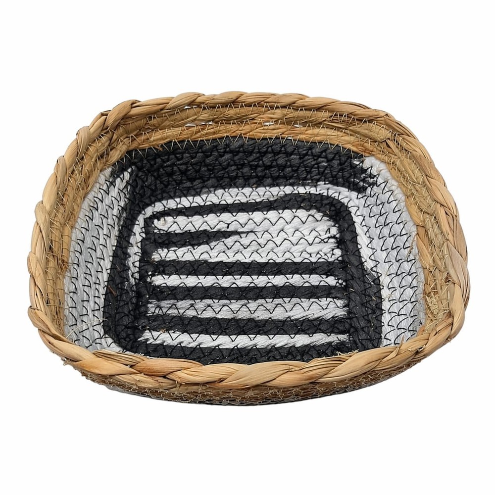 Handmade Woven Bread Basket Square Straw Fruit Snack Organizer