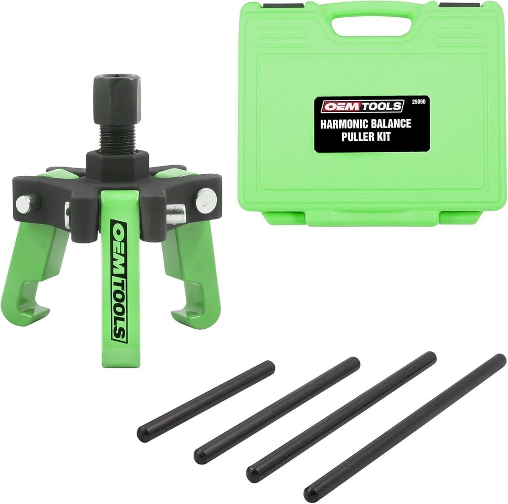 Adjustable Harmonic Balancer Puller Kit with 4 Forcing Rods - Hand Powered Tool