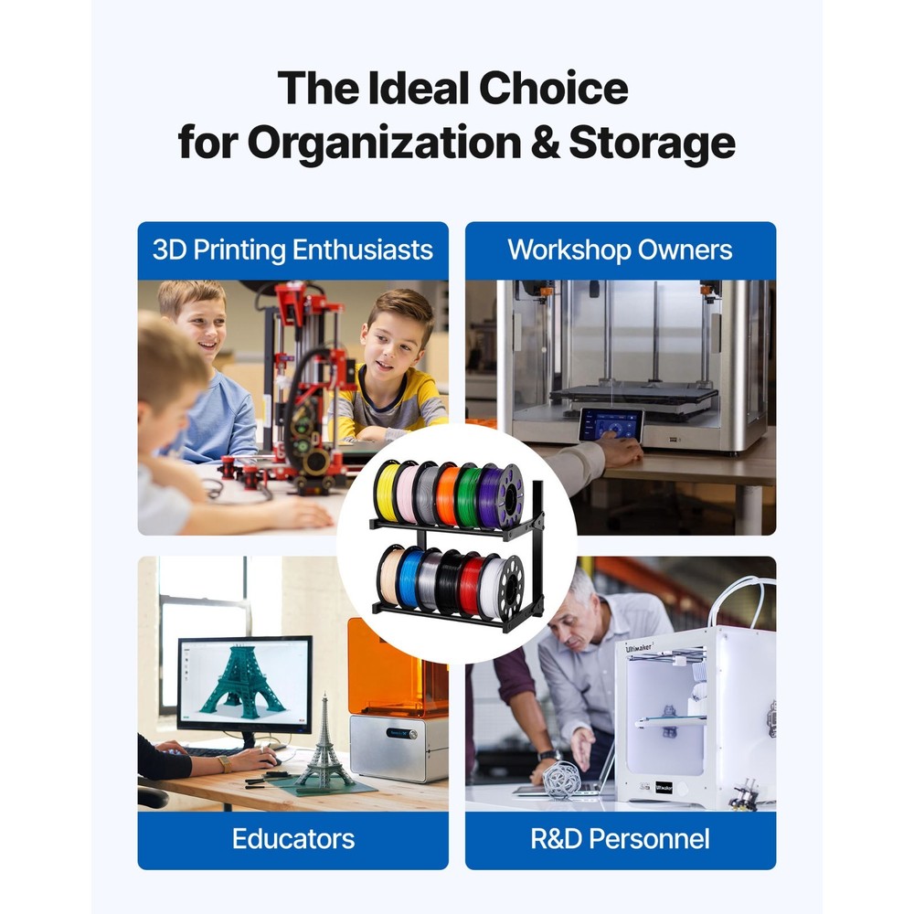 Wall Mount Printer Filament Storage Rack, 2-Tier Filament Spool Holder Rack