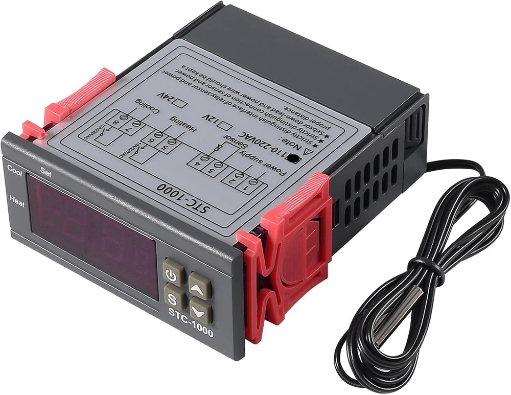 2Pcs Digital Temperature Controller STC-1000 Thermostat w/ NTC Sensor AC 110V