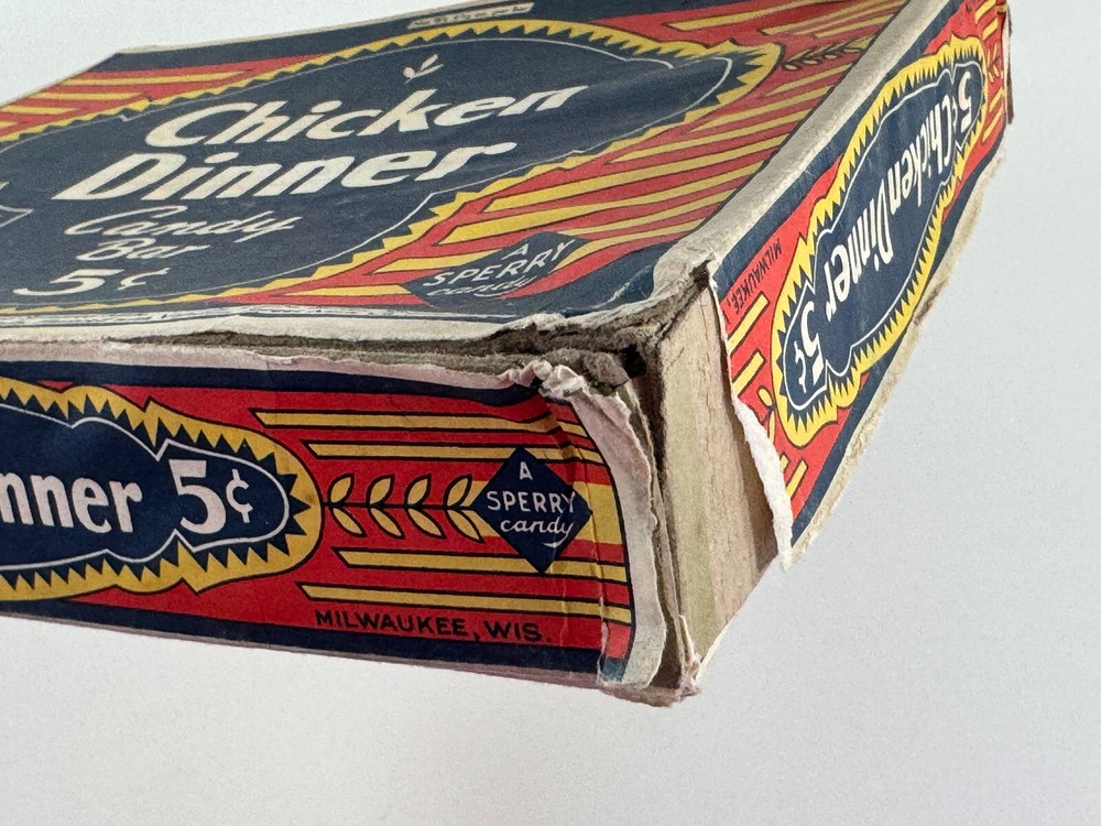 RARE 1920's Original Chicken Dinner Candy Bar 5 cent BOX nice see pics