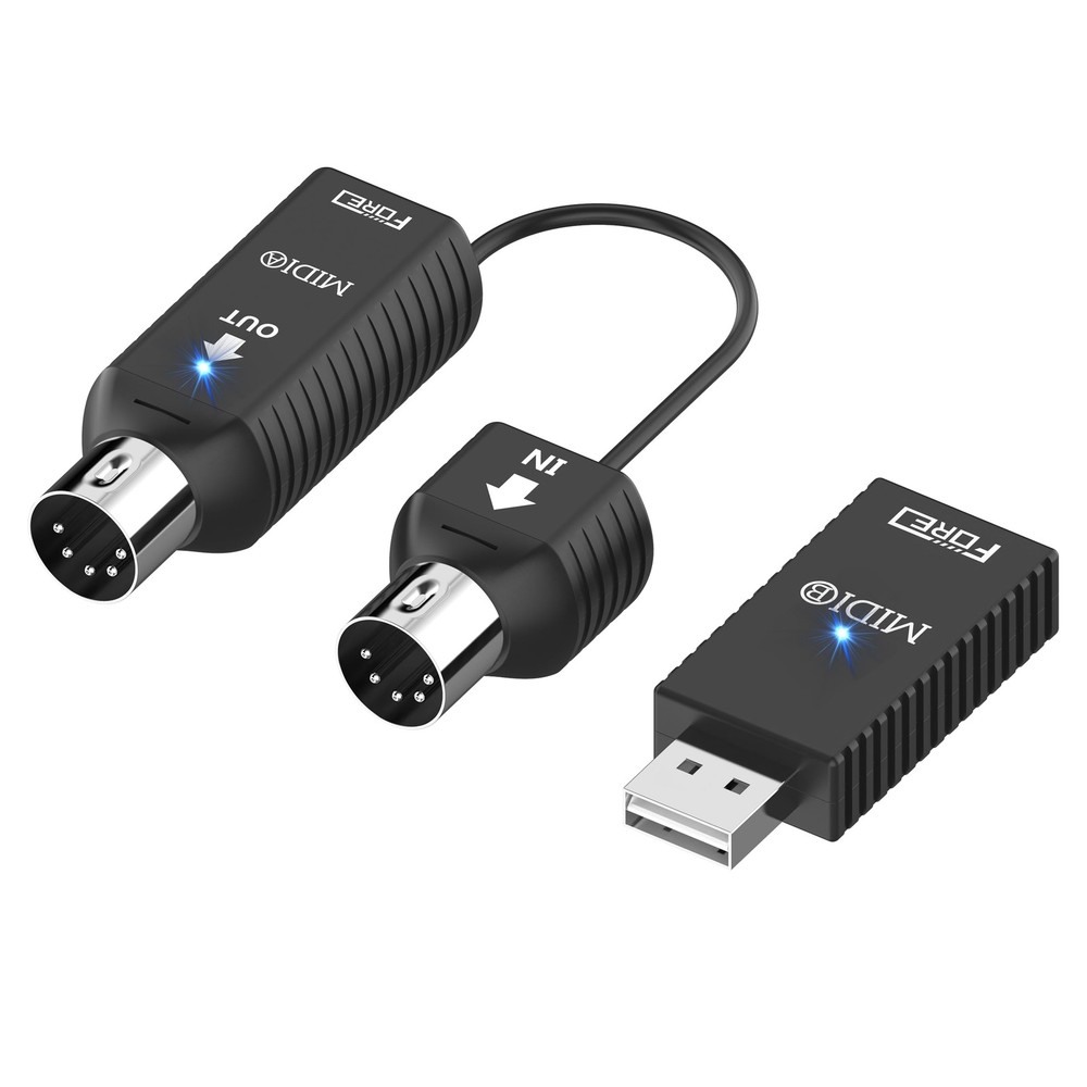 FORE K1 Wireless Bluetooth USB MIDI Interface, IN/OUT & Receiver,...