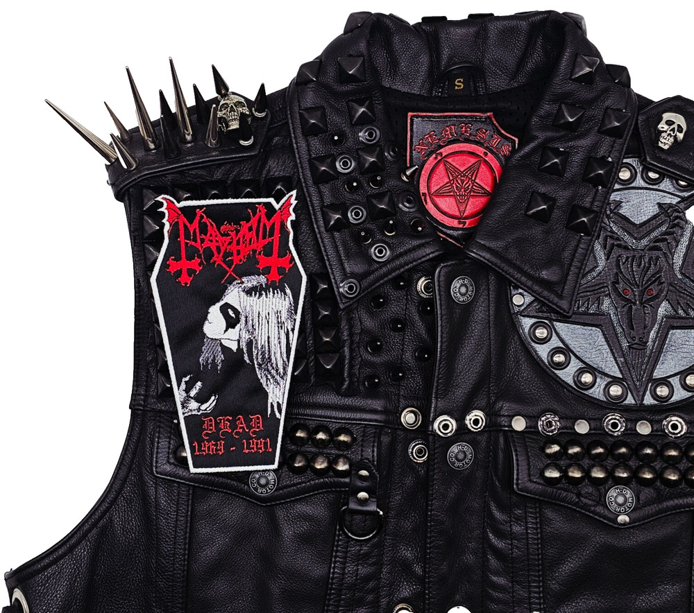 MAYHEM DEAD RED | WHITE COFFIN BORDER EMBROIDERED PATCH