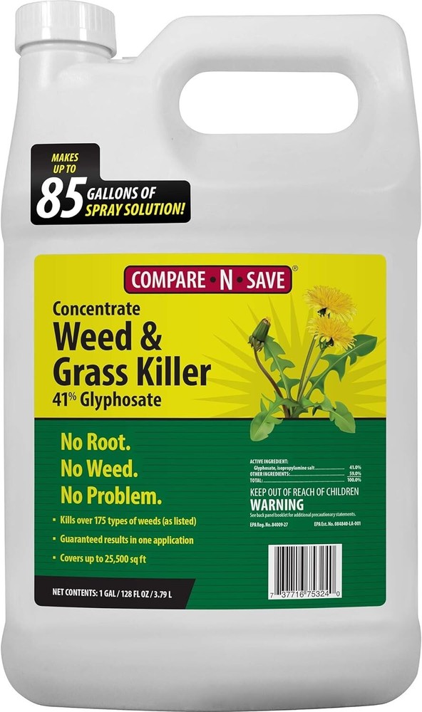 Weed Grass Killer Herbicide 1 Gallon 41% Glyphosate Concentrate Compare-N-Save